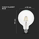 Λαμπτήρας Led E27 Filament G125 10Watt Φυσικό λευκό 4000K VT-1979 214423 V-TAC Λαμπτήρας Led E27 Filament G125 10Watt Φυσικό λευκό 4000K VT-1979 214423 V-TAC