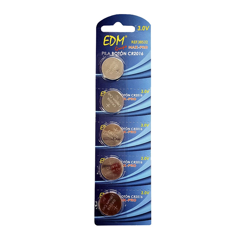 EDM Spain μπαταρία λιθίου 3V CR2016 MAX PRO2 38532 πακέτο 5 μπαταριών EDM Spain μπαταρία λιθίου 3V CR2016 MAX PRO2 38532 πακέτο 5 μπαταριών