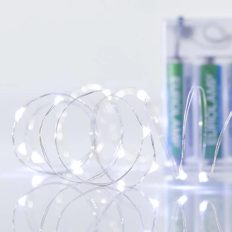 Χριστουγεννιάτικα Λαμπάκια 20 LED Λευκά 1.9μ Μπαταρίας σε Σειρά με Ασημί Καλώδιο 600-11220 EUROLAMP Χριστουγεννιάτικα Λαμπάκια 20 LED Λευκά 1.9μ Μπαταρίας σε Σειρά με Ασημί Καλώδιο 600-11220 EUROLAMP
