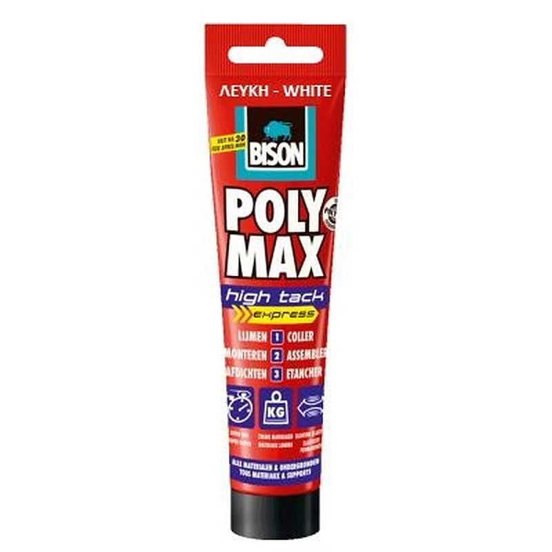 Bison Polymax High Tack Express Κόλλα - Σιλικόνη Λευκή 165gr NL1225692 Bison Polymax High Tack Express Κόλλα - Σιλικόνη Λευκή 165gr NL1225692