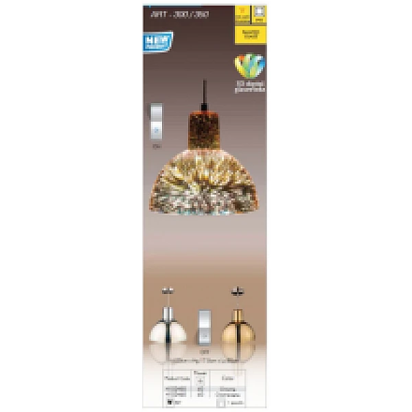 Φωτιστικό Οροφής Κρεμαστό γυαλί E27 Chrome 3D Glass ART-509 VITORAINA 4102540