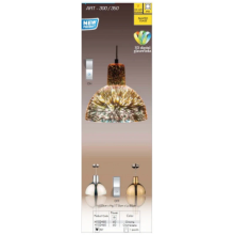 Φωτιστικό Οροφής Κρεμαστό γυαλί E27 Chrome 3D Glass ART-509 VITORAINA 4102540 Φωτιστικό Οροφής Κρεμαστό γυαλί E27 Chrome 3D Glass ART-509 VITORAINA 4102540
