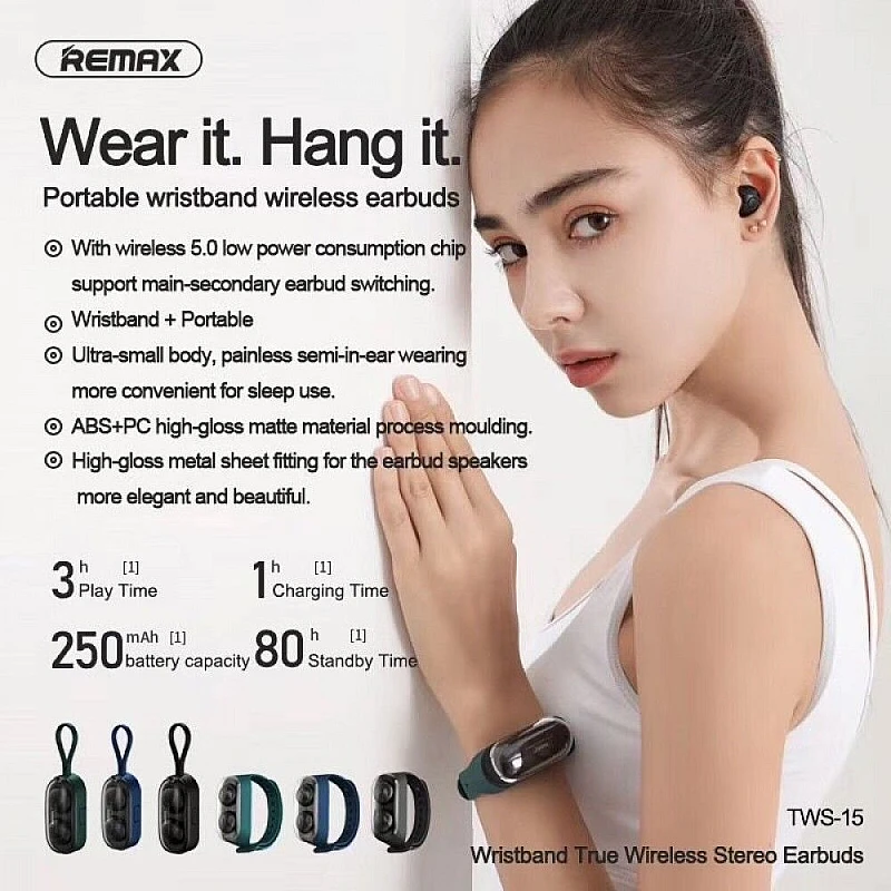 REMAX TWS-15 Bluetooth V5.0 True Wireless Stereo buds Ασύρματα στερεοφωνικά ακουστικά Μαύρα REMAX TWS-15 Bluetooth V5.0 True Wireless Stereo buds Ασύρματα στερεοφωνικά ακουστικά Μαύρα