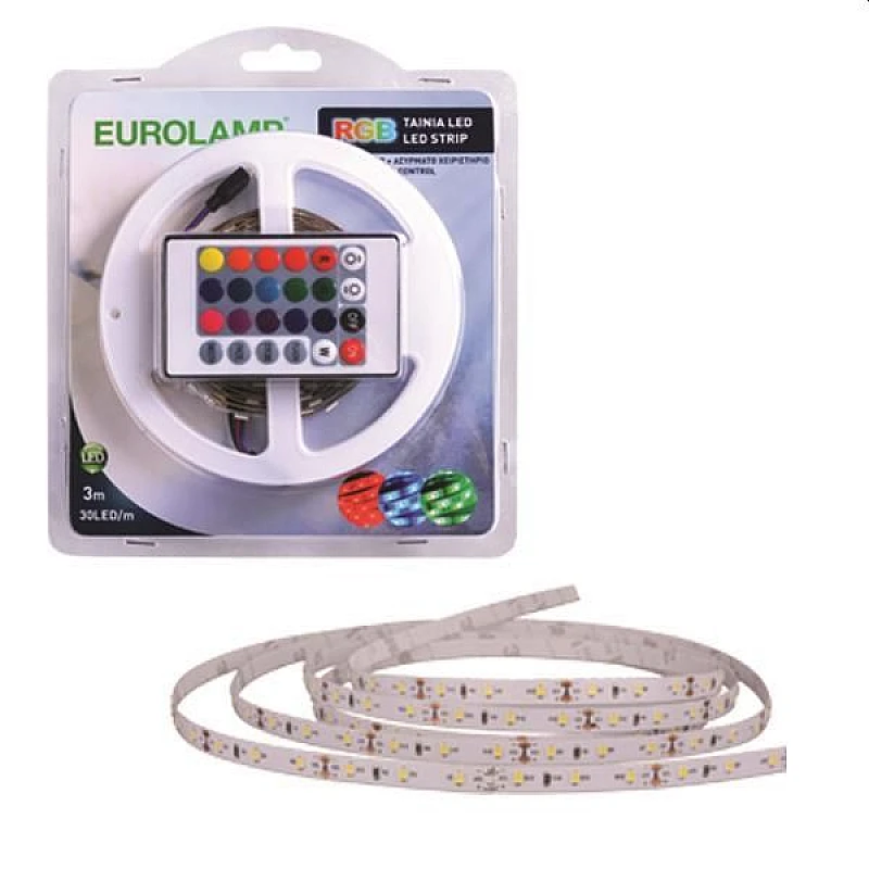 Σετ Ταινίας LED SMD5050 RGB 3m με τροφοδοτικό και controller IP20 12V 147-70011 EUROLAMP Σετ Ταινίας LED SMD5050 RGB 3m με τροφοδοτικό και controller IP20 12V 147-70011 EUROLAMP