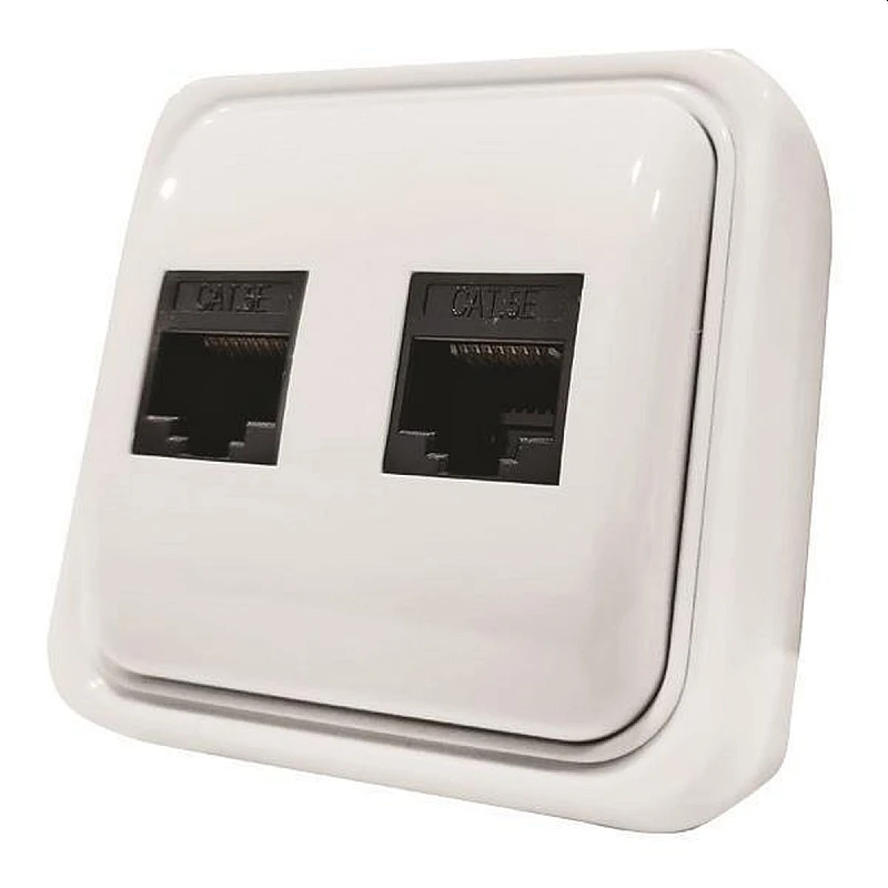 Πρίζα Μίνι τηλεφώνου διπλή RJ11 & RJ45 8P8C επίτοιχη λευκή 147-16247 EUROLAMP Πρίζα Μίνι τηλεφώνου διπλή RJ11 & RJ45 8P8C επίτοιχη λευκή 147-16247 EUROLAMP