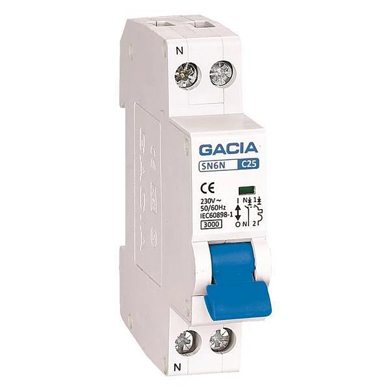 GACIA αυτόματη ασφάλεια διπολική 1P+N 25A 3kA 500-42324 SN6N