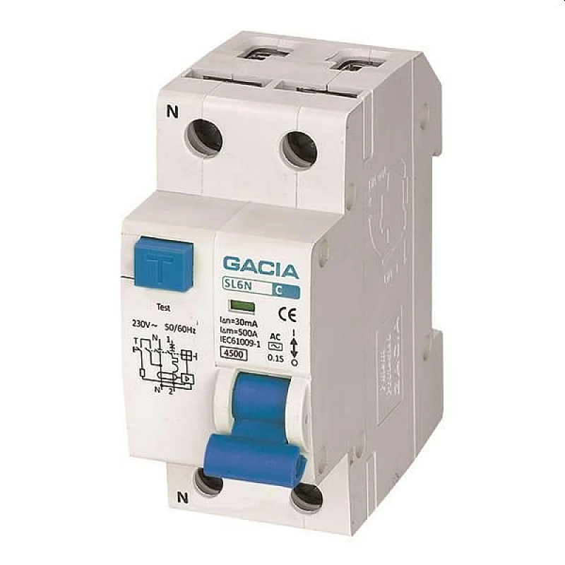 GACIA 1Ρ+N 10Α 30mA 4kA Ρελέ RCBO Διπολικό Μονοφασικό 500-43501 GACIA 1Ρ+N 10Α 30mA 4kA Ρελέ RCBO Διπολικό Μονοφασικό 500-43501