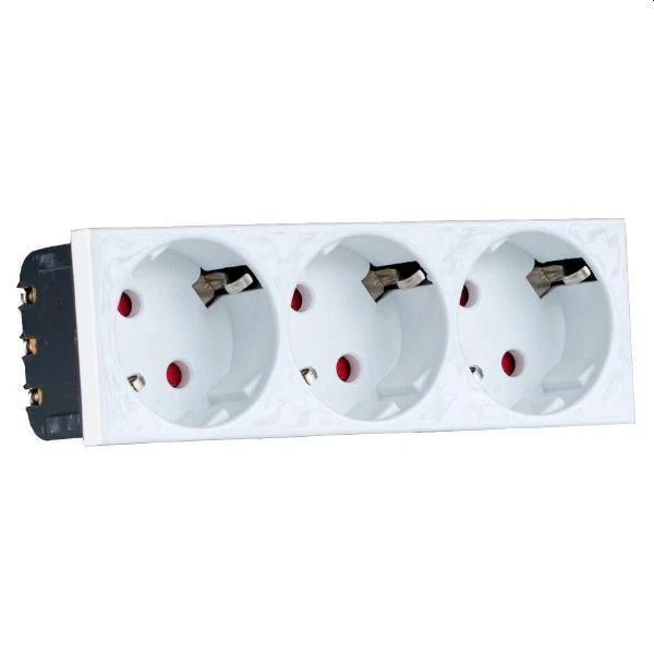 Πρίζα σούκο τριπλή 16Α TPS Ferrara 160-16011 λευκό χρώμα Eurolamp