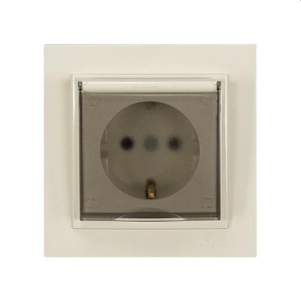 Πρίζα Σούκο με καπάκι  χωνευτή 16A 250V Μπεζ 152-10233 MONO ELECTRIC Despina Eurolamp