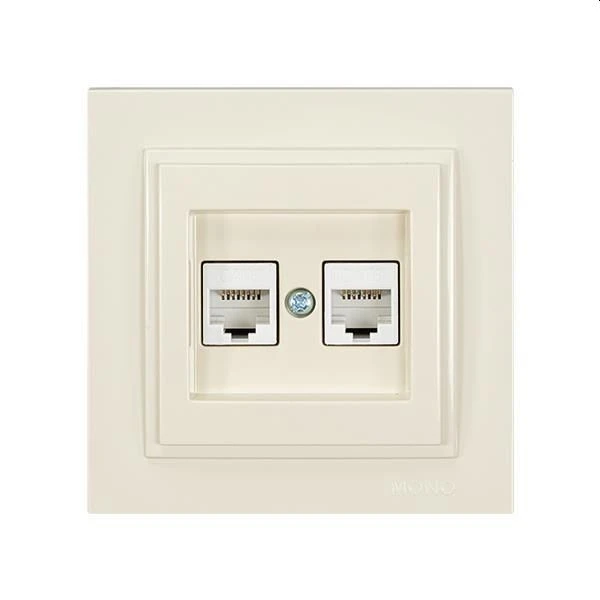 Πρίζα δικτύου U/UTP 2XRJ45 CAT6 Μπεζ 152-10241 MONO ELECTRIC Despina Eurolamp