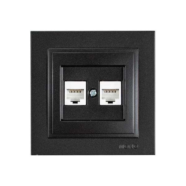 Πρίζα δικτύου U/UTP 2XRJ45 CAT6 Μαύρο 152-10341 MONO ELECTRIC Despina by Eurolamp
