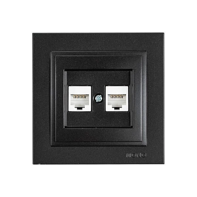 Πρίζα δικτύου U/UTP 2XRJ45 CAT6 Μαύρο 152-10341 MONO ELECTRIC Despina by Eurolamp Πρίζα δικτύου U/UTP 2XRJ45 CAT6 Μαύρο 152-10341 MONO ELECTRIC Despina by Eurolamp