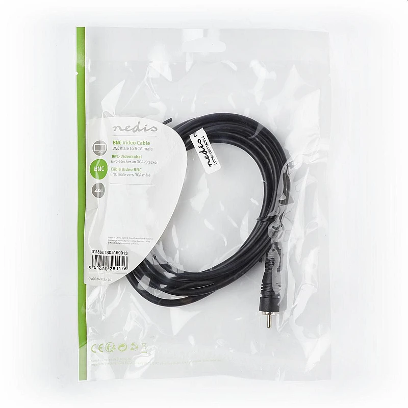 Καλώδιο εικόνας RCA αρσενικό σε BNC αρσενικό CVGP24800BK20 2.0m Nedis Καλώδιο εικόνας RCA αρσενικό σε BNC αρσενικό CVGP24800BK20 2.0m Nedis