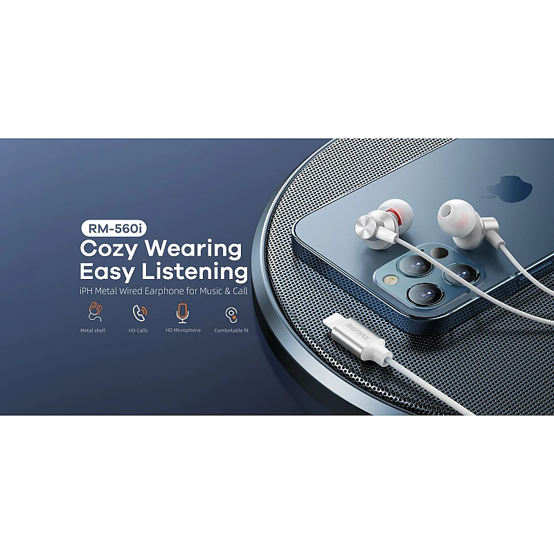 Remax RM-560i In-ear Handsfree με Βύσμα Lightning Άσπρο-Ασημί Ακουστικά με μικρόφωνο Remax RM-560i In-ear Handsfree με Βύσμα Lightning Άσπρο-Ασημί Ακουστικά με μικρόφωνο