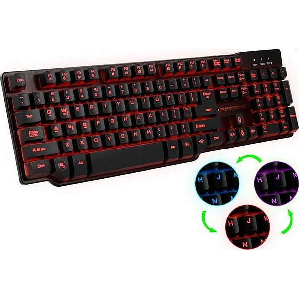 Ενσύρματο GAMING Φωτιζόμενο Πληκτρολόγιο Hunter KX601 Μαύρο EGK601 Esperanza Αγγλικό US