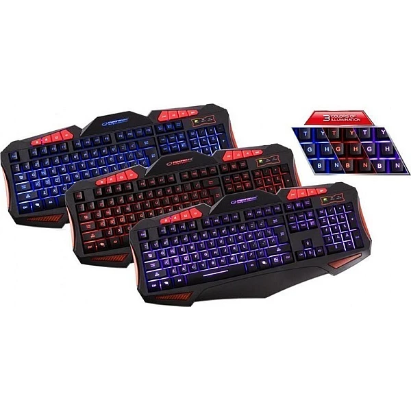 Σετ Ενσύρματο Πληκτρολόγιο & Ποντίκι GAMING Φωτιζόμενο SHELTER Μαύρο EGK3000 Esperanza Αγγλικό US