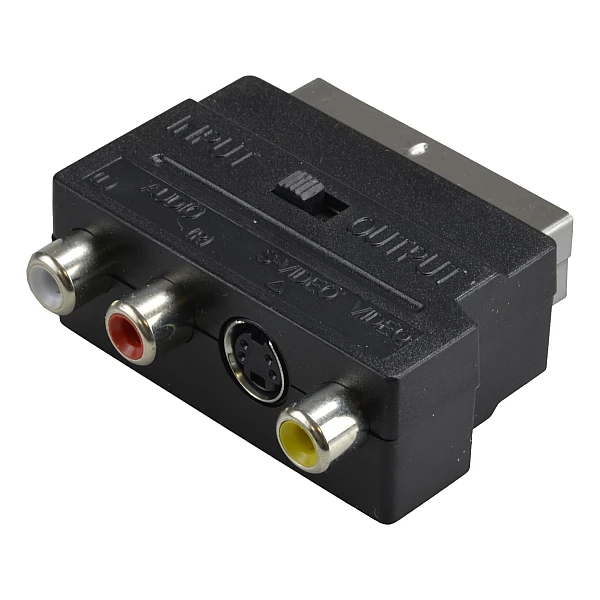 Αντάπτορας Scart αρσενικό.σε 3x RCA θηλ. + 4-pin S-Video θηλ. με in/out διακόπτη S-18 OEM