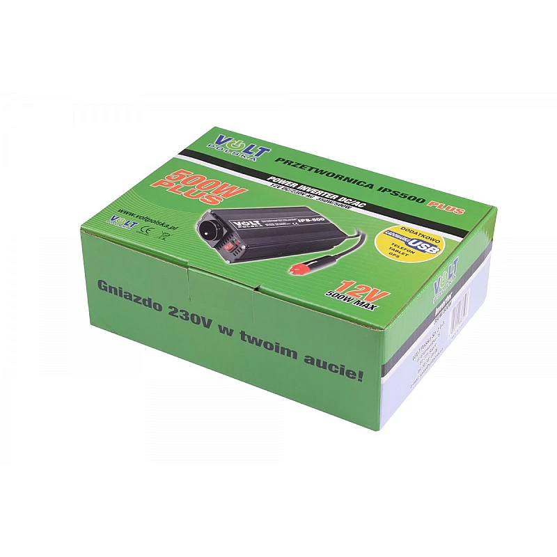 Voltage inverter 350/500W 12V/230V PLUS +USB 5V/500mA VOLT-3IPS50012P VOLT POLSKA Voltage inverter 350/500W 12V/230V PLUS +USB 5V/500mA VOLT-3IPS50012P VOLT POLSKA