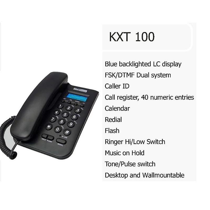 Maxcom KXT100 σταθερό Ψηφιακό Τηλέφωνο Μαύρο με Οθόνη και Αναγνώριση κλήσεων Maxcom KXT100 σταθερό Ψηφιακό Τηλέφωνο Μαύρο με Οθόνη και Αναγνώριση κλήσεων