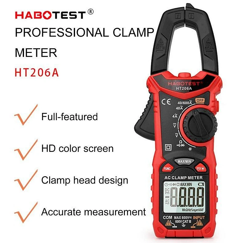 HABOTEST HT206A Ψηφιακή Αμπεροτσιμπίδα True RMS, με φακό HABOTEST HT206A Ψηφιακή Αμπεροτσιμπίδα True RMS, με φακό
