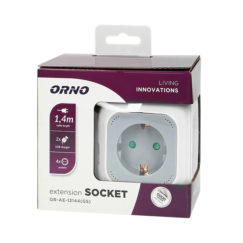 ORNO Πολύμπριζο σούκο 3 Θέσεων Και 2 Θυρών Usb Με Καλώδιο λευκό OR-AE-13144(GS) ORNO Πολύμπριζο σούκο 3 Θέσεων Και 2 Θυρών Usb Με Καλώδιο λευκό OR-AE-13144(GS)