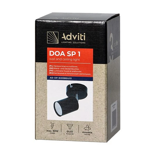 ORNO Φωτιστικό τοίχου και Οροφής GU10 50W DOA SP 10 μαύρο Adviti AD-OP-6193BGU10