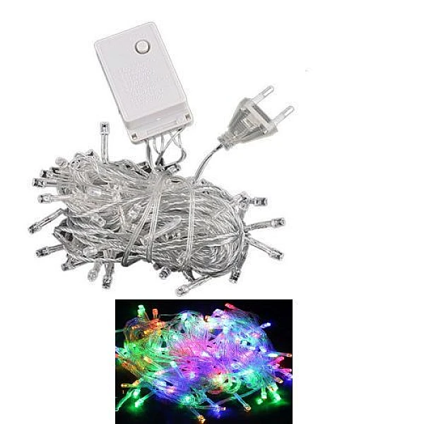 Χριστουγεννιάτικα λαμπάκια LED 100L Πολύχρωμα με κοντρόλ 8 λειτουργιών M-100 OEM