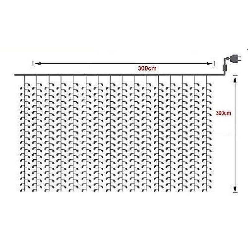 Χριστουγεννιάτικα λαμπάκια LED Κουρτίνα 304Led 3x3m θερμό λευκό με κοντρόλ 8 λειτουργιών LX-04 OEM Χριστουγεννιάτικα λαμπάκια LED Κουρτίνα 304Led 3x3m θερμό λευκό με κοντρόλ 8 λειτουργιών LX-04 OEM