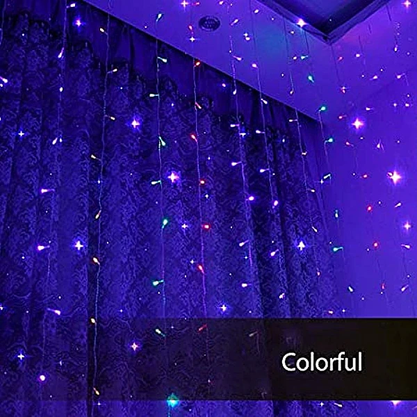 Χριστουγεννιάτικα λαμπάκια LED Κουρτίνα 600Led 4x0.6m Πολύχρωμα με κοντρόλ 8 λειτουργιών DM-227 OEM