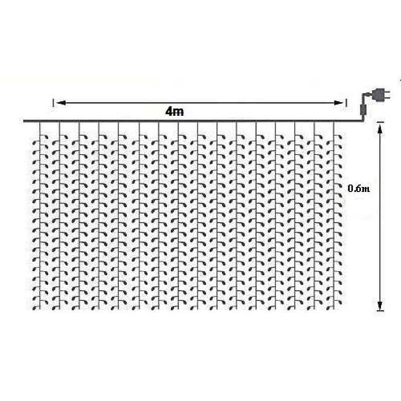 Χριστουγεννιάτικα λαμπάκια LED Κουρτίνα 600Led 4x0.6m Πολύχρωμα με κοντρόλ 8 λειτουργιών DM-227 OEM