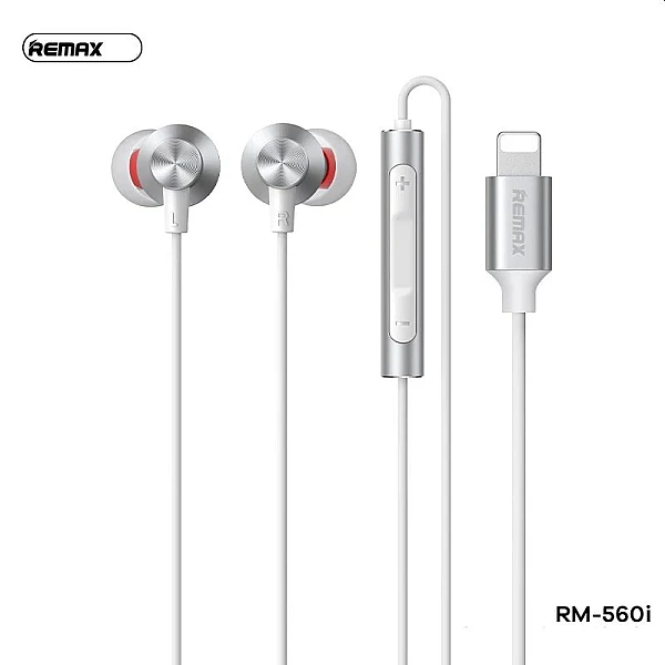 Remax RM-560i In-ear Handsfree με Βύσμα Lightning Άσπρο-Ασημί Ακουστικά με μικρόφωνο
