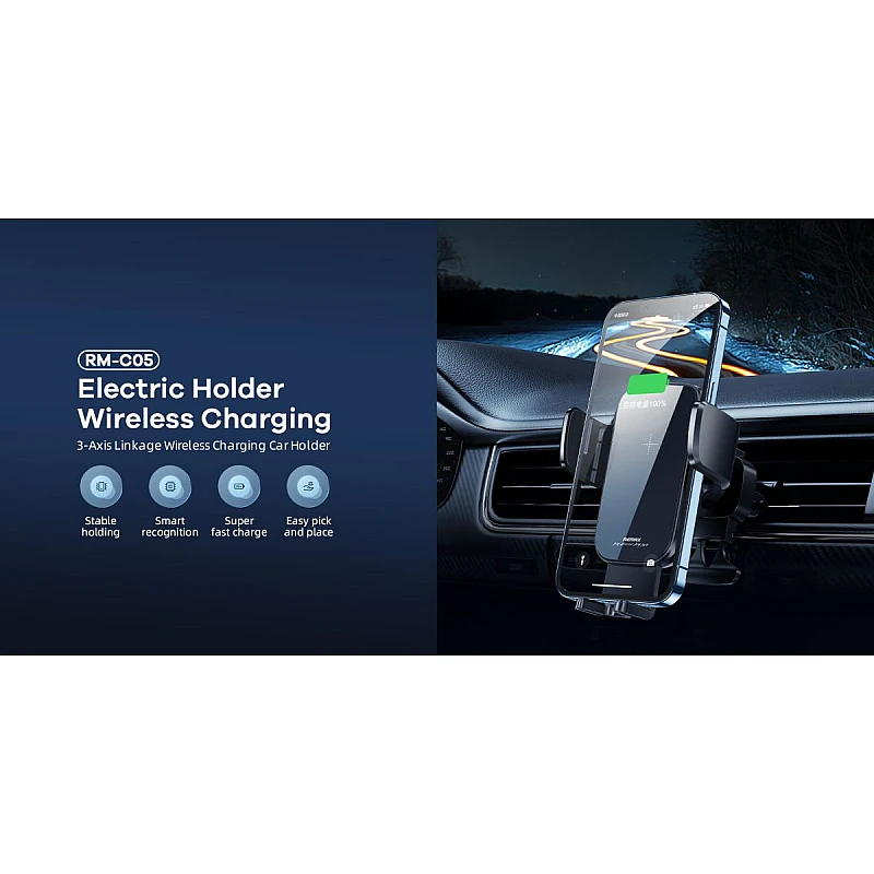 Remax RM-C05 3-Axis Linkage Wireless Charging Car Holder Ασύρματος Φορτιστής για smartphones Βάση στήριξης αυτοκινήτου Remax RM-C05 3-Axis Linkage Wireless Charging Car Holder Ασύρματος Φορτιστής για smartphones Βάση στήριξης αυτοκινήτου