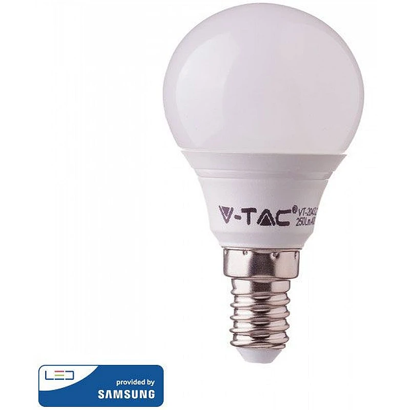 Λαμπτήρας Led SAMSUNG E14 P45 7Watt Θερμό Λευκό 3000Κ Σφαιρικό VT-270 863 V-TAC Λαμπτήρας Led SAMSUNG E14 P45 7Watt Θερμό Λευκό 3000Κ Σφαιρικό VT-270 863 V-TAC