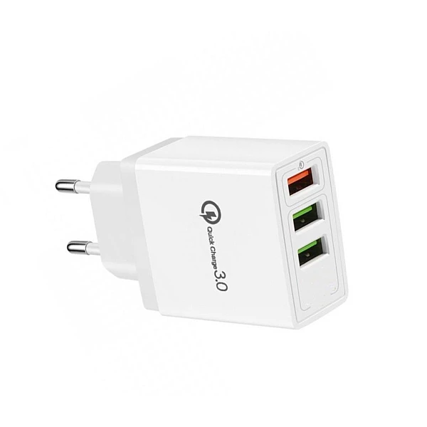 Ταχυφορτιστής για smartphones με 3ΧUSB 5V/5.1A Λευκός BO7 Qualcomm 3.0