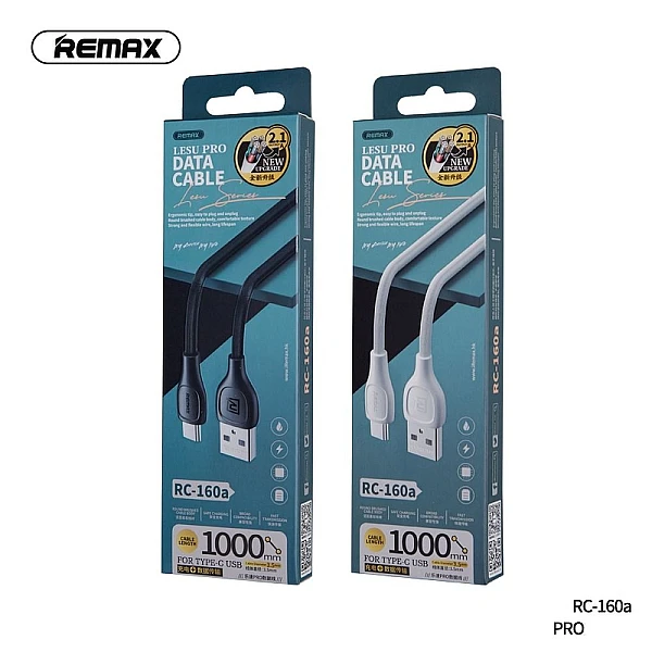 Remax LESU PRO RC-160a Καλώδιο Φόρτισης και μεταφοράς δεδομένων USB / USB Type-C 1.0m Λευκό