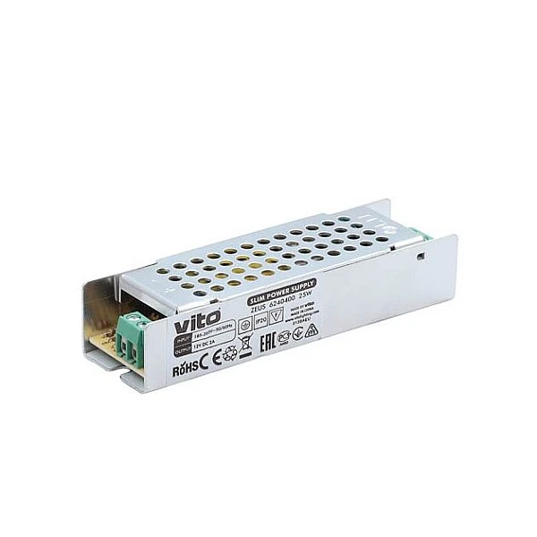 Τροφοδοτικό ταινίας Led ZEUS SLIM 25W 12V 2A 6240400 VITO