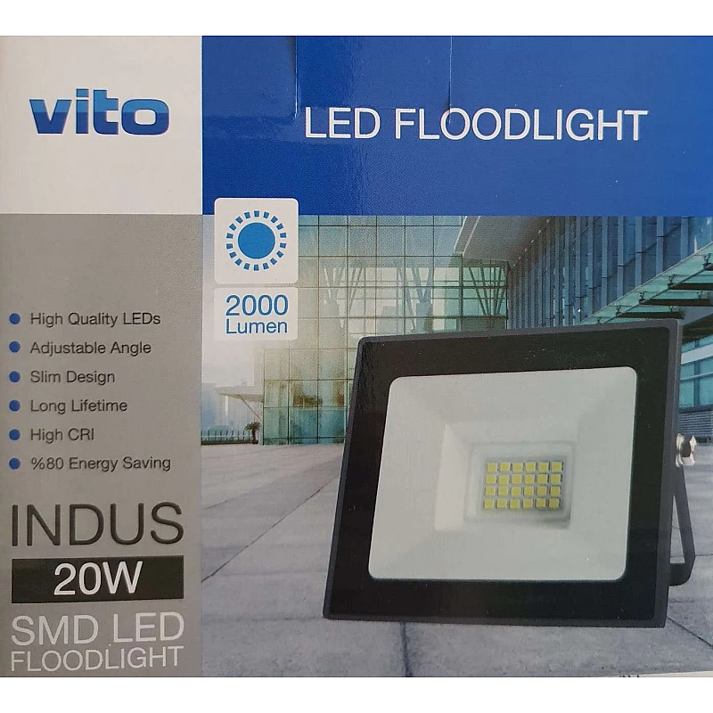 Προβολέας LED SMD Slim 20W Ψυχρό λευκό 6000K Γκρι INDUS 3022080 VITO Προβολέας LED SMD Slim 20W Ψυχρό λευκό 6000K Γκρι INDUS 3022080 VITO