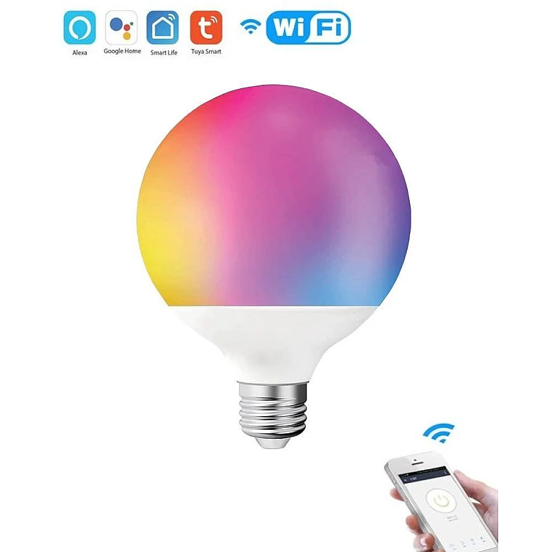 WIFI λαμπτήρας Led G95  E27 14W RGB+W με Tuya,Alexa & Google Assistant SAGA 1518720 VITO