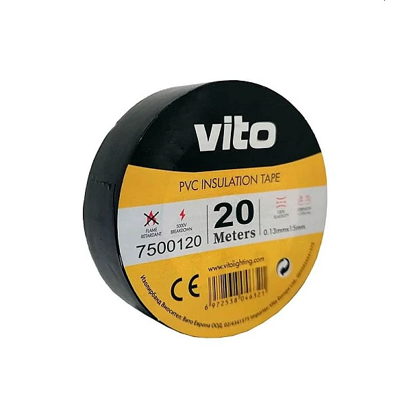 Μονωτική ταινία VΙΤΟ 19mm x 20m Μαύρη 7500120