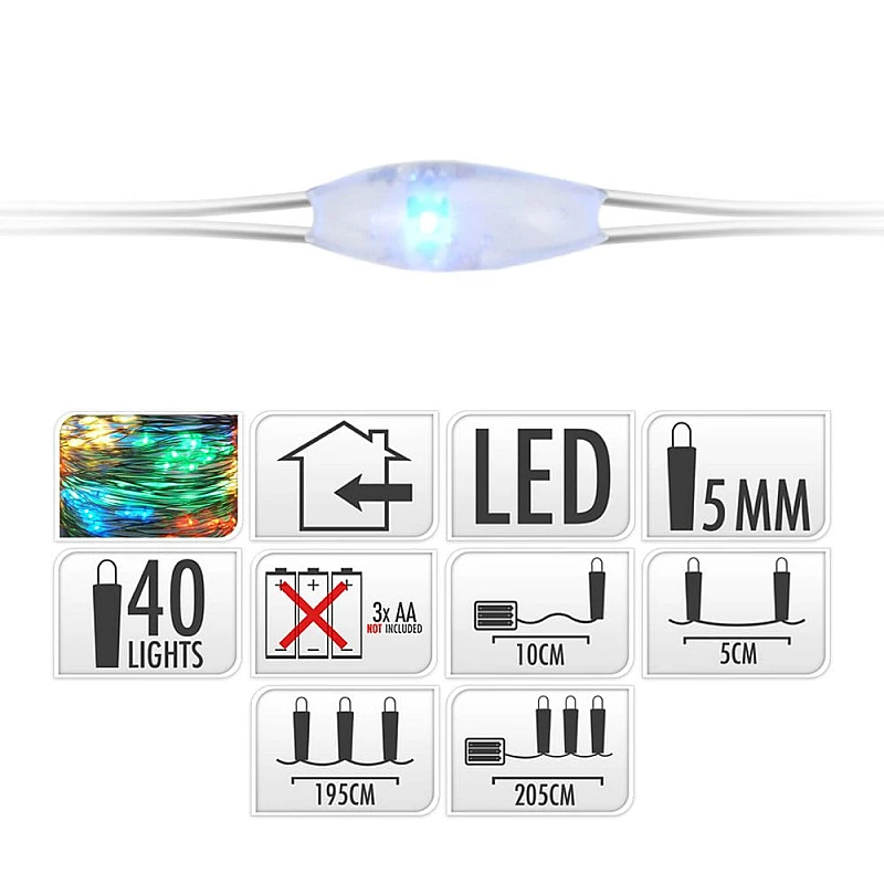 Χριστουγεννιάτικα λαμπάκια LED 40 τεμ. Μπαταρίας Πολύχρωμα 71334 EDM Spain Χριστουγεννιάτικα λαμπάκια LED 40 τεμ. Μπαταρίας Πολύχρωμα 71334 EDM Spain
