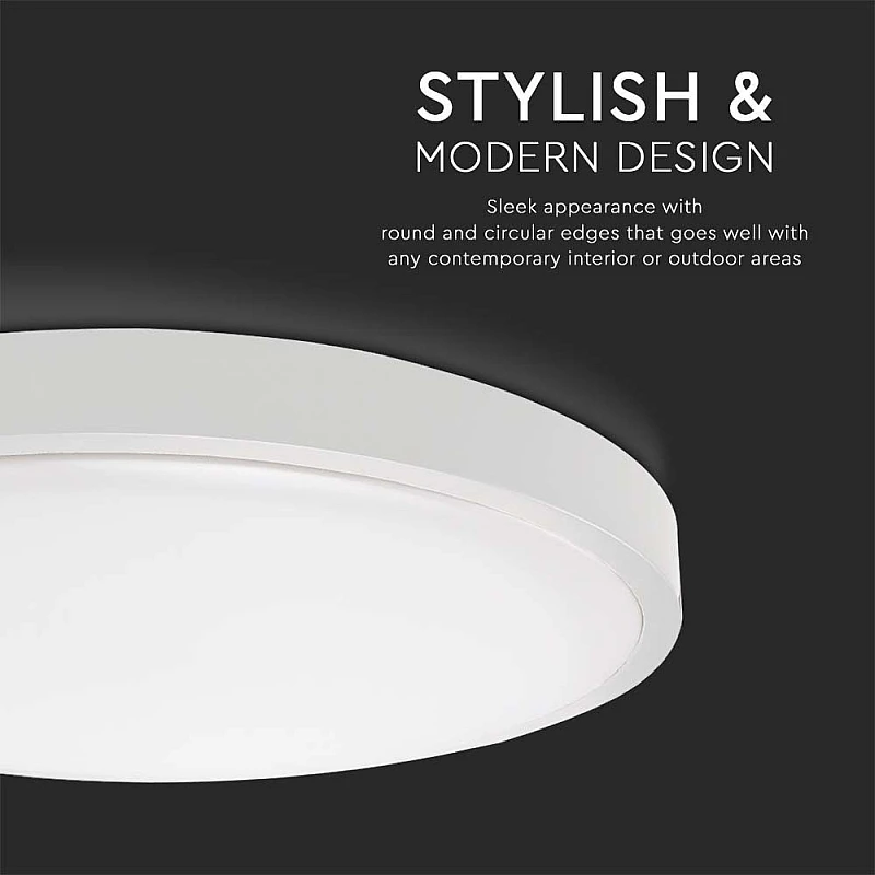 LED πλαφονιέρα 24W στρογγυλή φυσικό λευκό 4000K IP44 Λευκό 100lm/W 7619 V-TAC LED πλαφονιέρα 24W στρογγυλή φυσικό λευκό 4000K IP44 Λευκό 100lm/W 7619 V-TAC