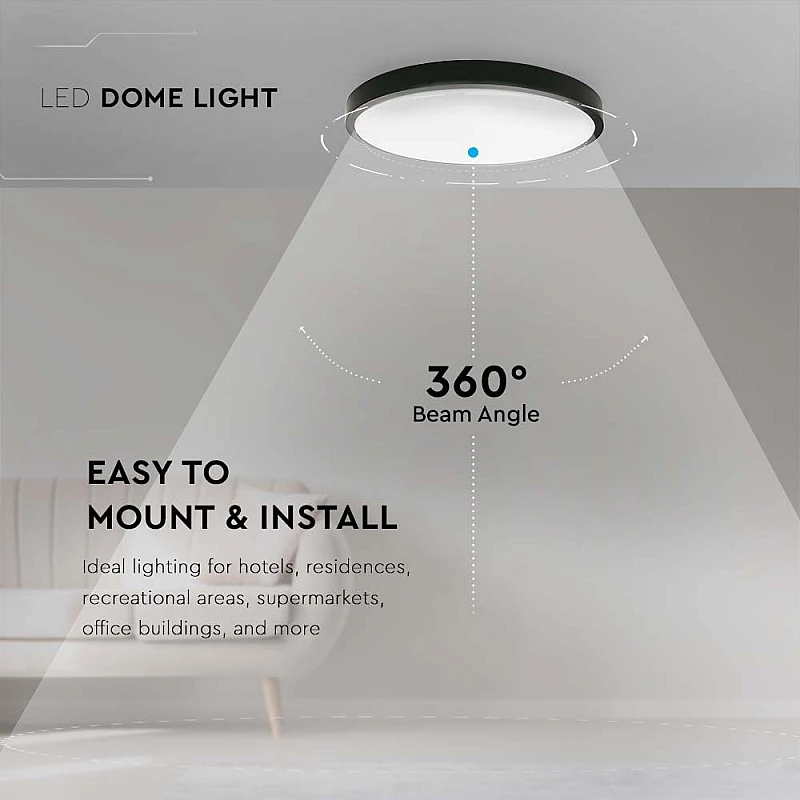 LED πλαφονιέρα 24W στρογγυλή ψυχρό λευκό 6500K IP44 Μαύρο 100lm/W 7638 V-TAC LED πλαφονιέρα 24W στρογγυλή ψυχρό λευκό 6500K IP44 Μαύρο 100lm/W 7638 V-TAC