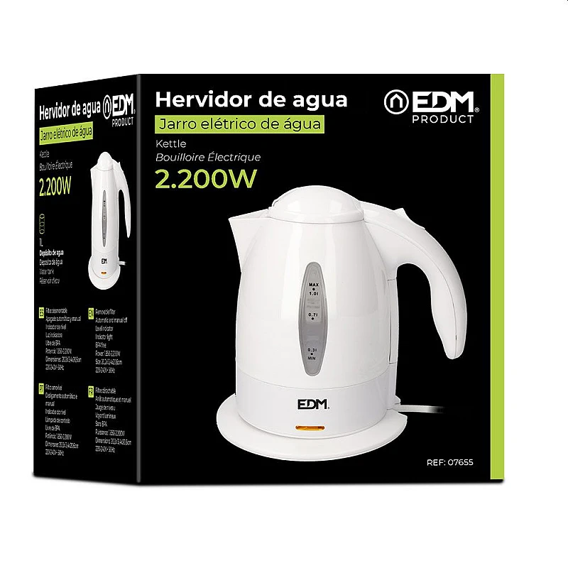 Ηλεκτρικός Βραστήρας Νερού 1lt 2200W Λευκό 07655 EDM Spain Ηλεκτρικός Βραστήρας Νερού 1lt 2200W Λευκό 07655 EDM Spain