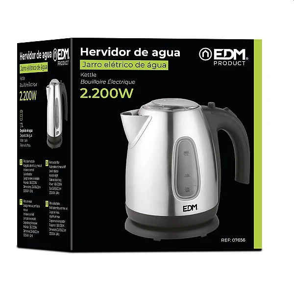 Ηλεκτρικός Βραστήρας Νερού 1.7lt 2200W ΙΝΟΧ 07656 EDM Spain