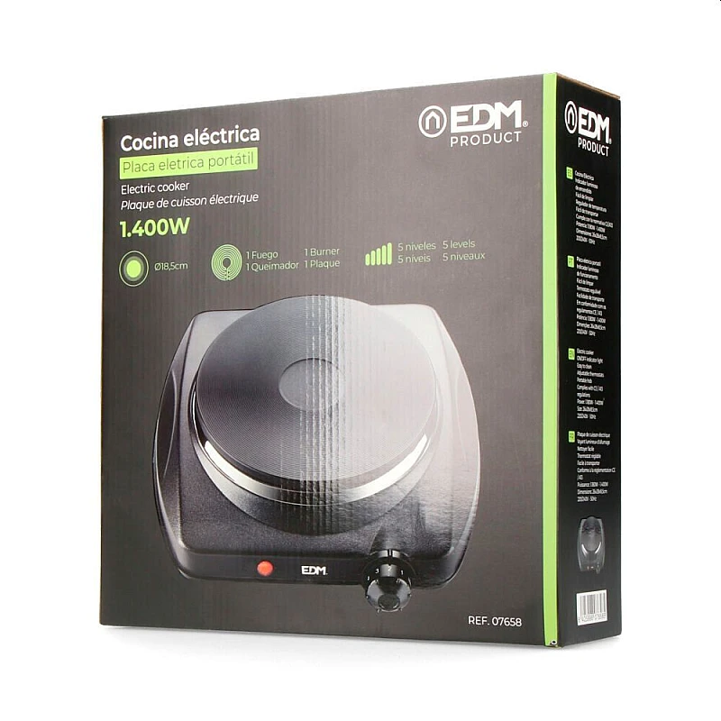 Επιτραπέζια μονή Ηλεκτρική Εστία 1400W Μαύρη 07658 EDM Επιτραπέζια μονή Ηλεκτρική Εστία 1400W Μαύρη 07658 EDM