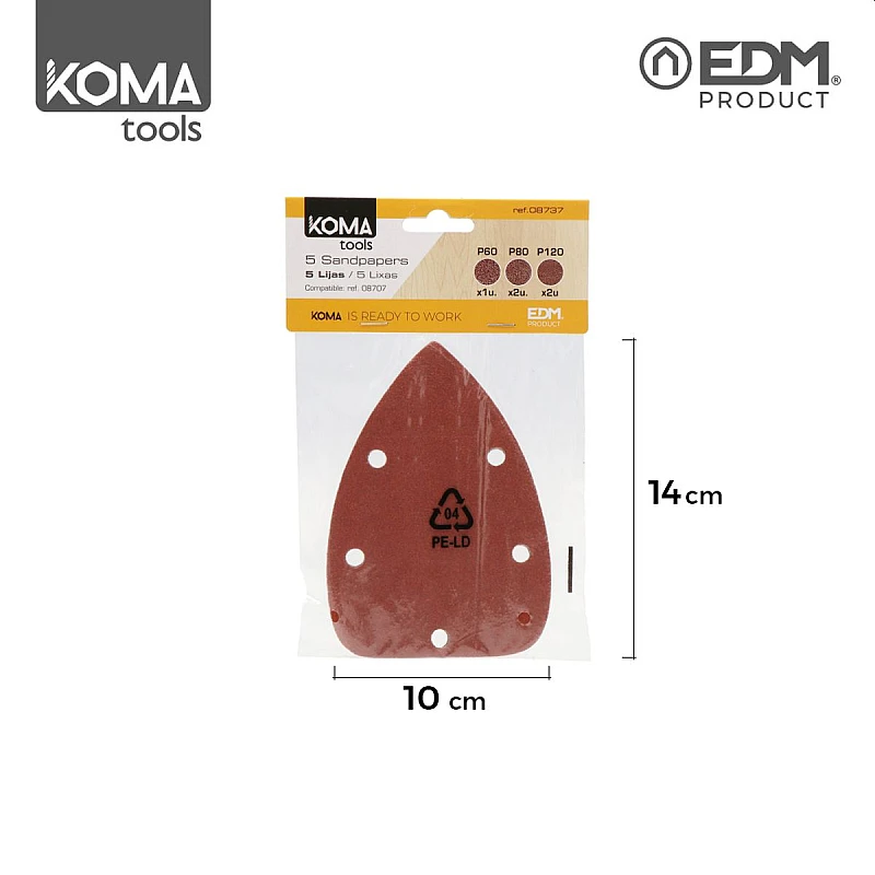 Φύλλα λείανσης δέλτα για πολυτριβείο KOMA tools 08707 5 τμχ EDM Spain 08737 Φύλλα λείανσης δέλτα για πολυτριβείο KOMA tools 08707 5 τμχ EDM Spain 08737