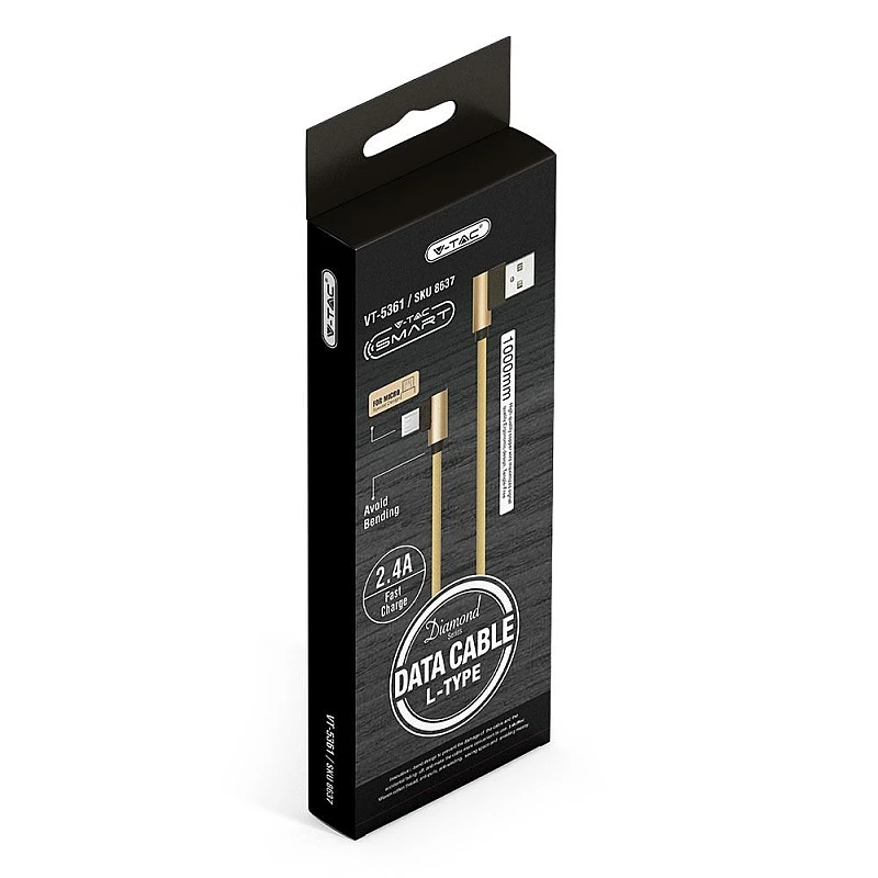 Καλώδιο Φόρτισης και μεταφοράς δεδομένων Diamond Series USB Micro 1m χρυσό VT-5361 V-TAC 8637 Καλώδιο Φόρτισης και μεταφοράς δεδομένων Diamond Series USB Micro 1m χρυσό VT-5361 V-TAC 8637