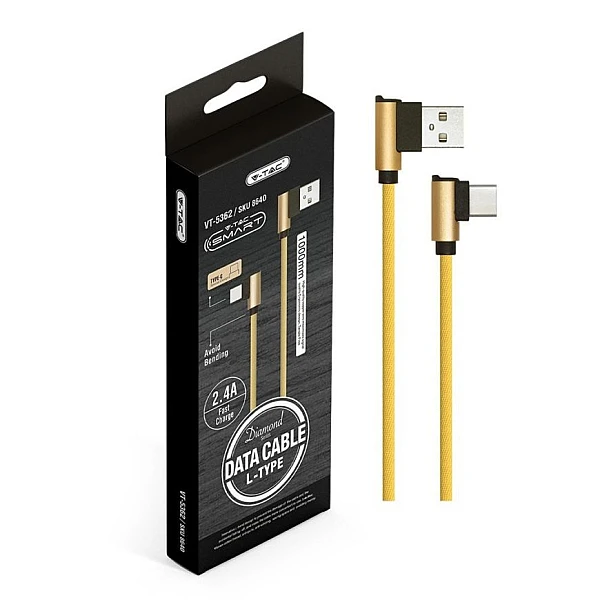 Καλώδιο Φόρτισης και μεταφοράς δεδομένων Diamond Series USB Type C 1m χρυσό VT-5362 V-TAC 8640