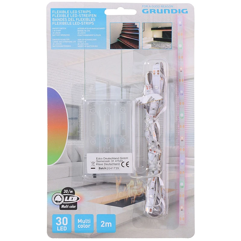 GRUNDIG 03435WW Σετ εύκαμπτης ταινίας LED 2m 2.4W/m Θερμό Λευκό IP20 Μπαταρίας