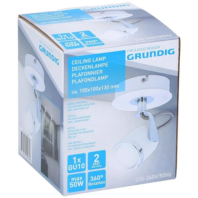 GRUNDIG 09960 Φωτιστικό σποτ Τοίχου ή Οροφής GU10 μεταλλικό Λευκό GRUNDIG 09960 Φωτιστικό σποτ Τοίχου ή Οροφής GU10 μεταλλικό Λευκό